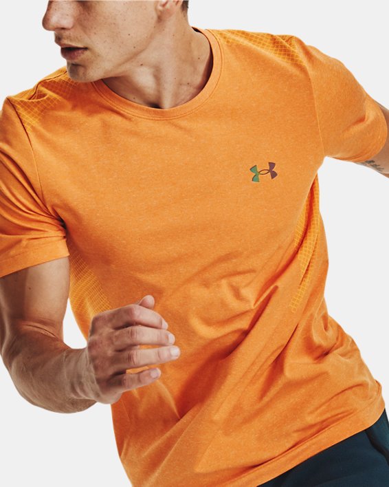 Men's UA RUSH™ Seamless Short Sleeve, Orange, pdpMainDesktop image number 3